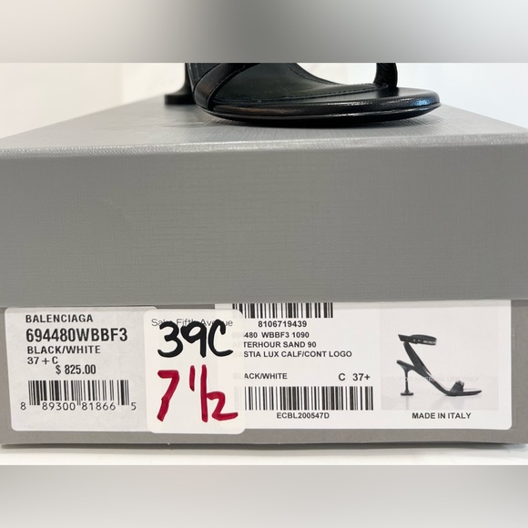 Balenciaga Afterhour Leather Logo Print Sandals - Picture 3 of 12